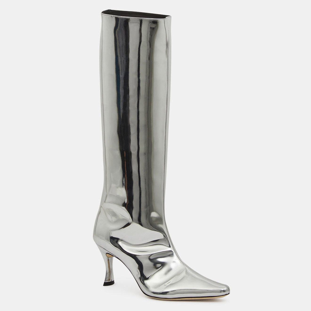 By Far Bottes Stevie argentées - Talon 7.5 cm