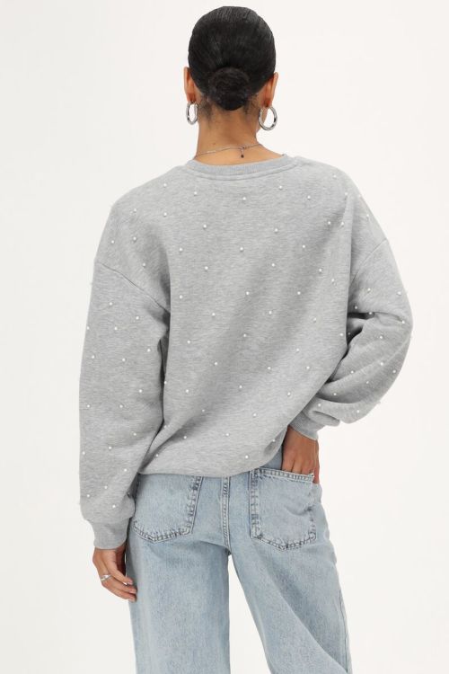 Grijze oversized sweater met parels