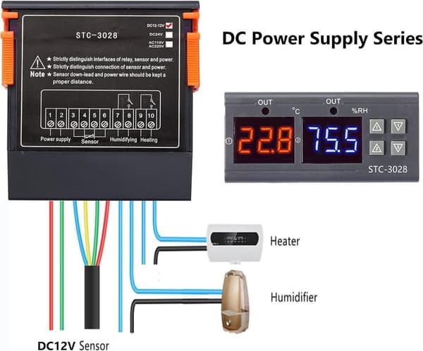 STC - 3028 temperatur- og fuktighetskontroller, PID-kontroller 12V