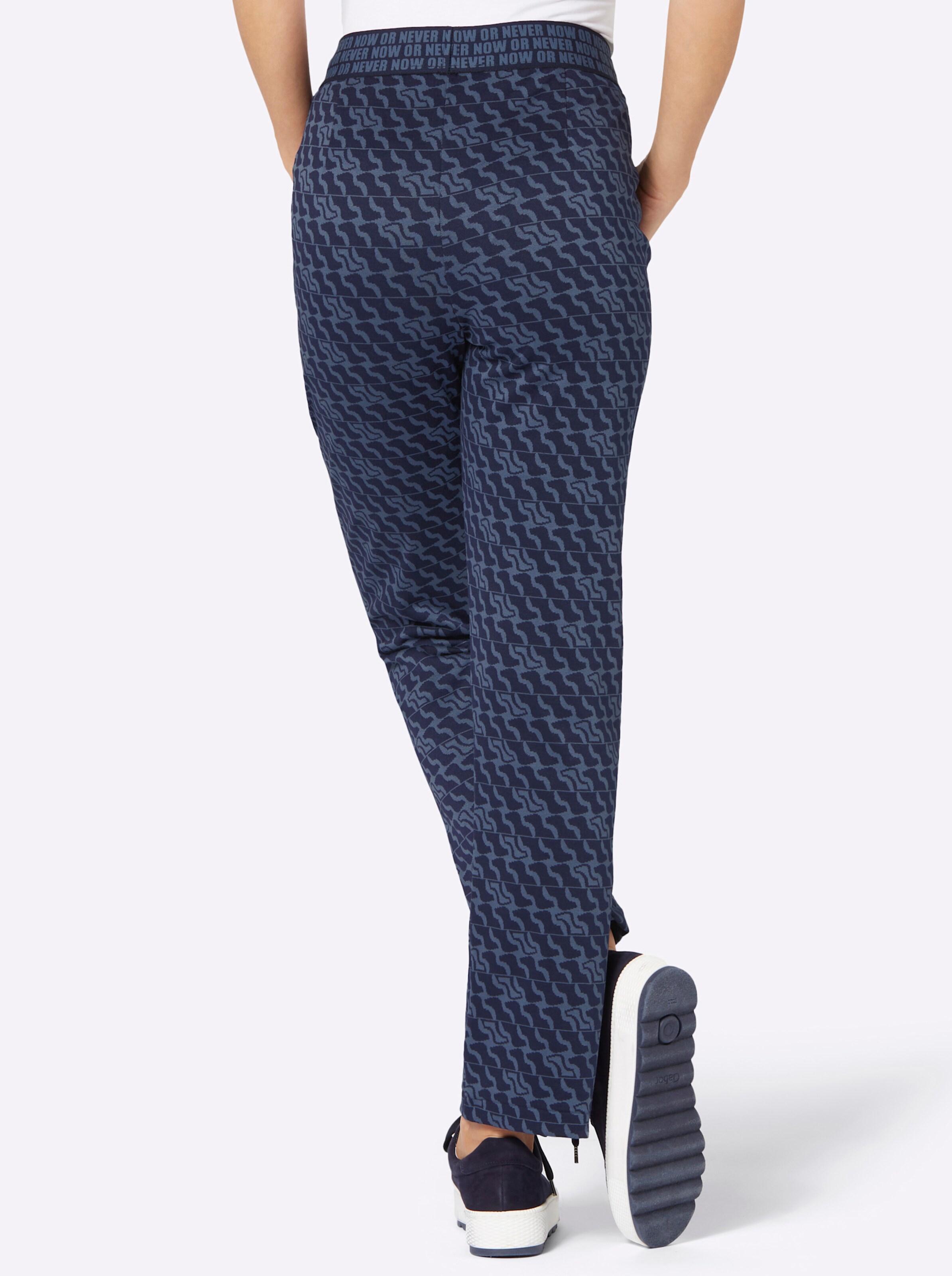 Jersey-Jacquard-Hose in marine-rauchblau-gemustert