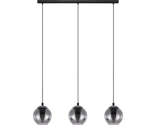 Hanglamp, 3-lichts, HxL 110x76,5 cm, zwart/transparant
