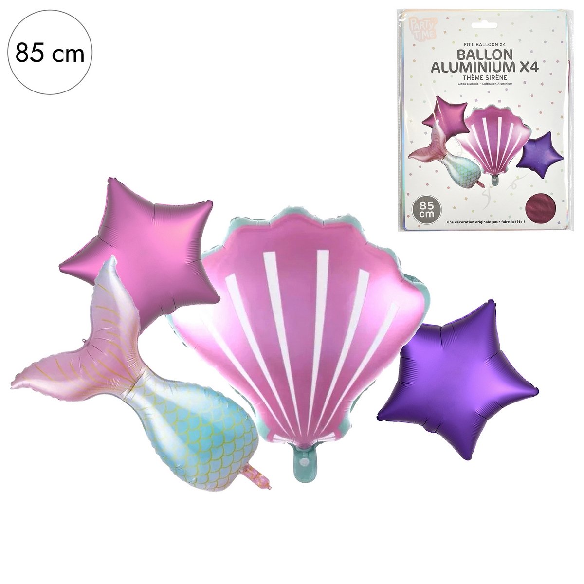 4 ballons aluminium thème Sirène