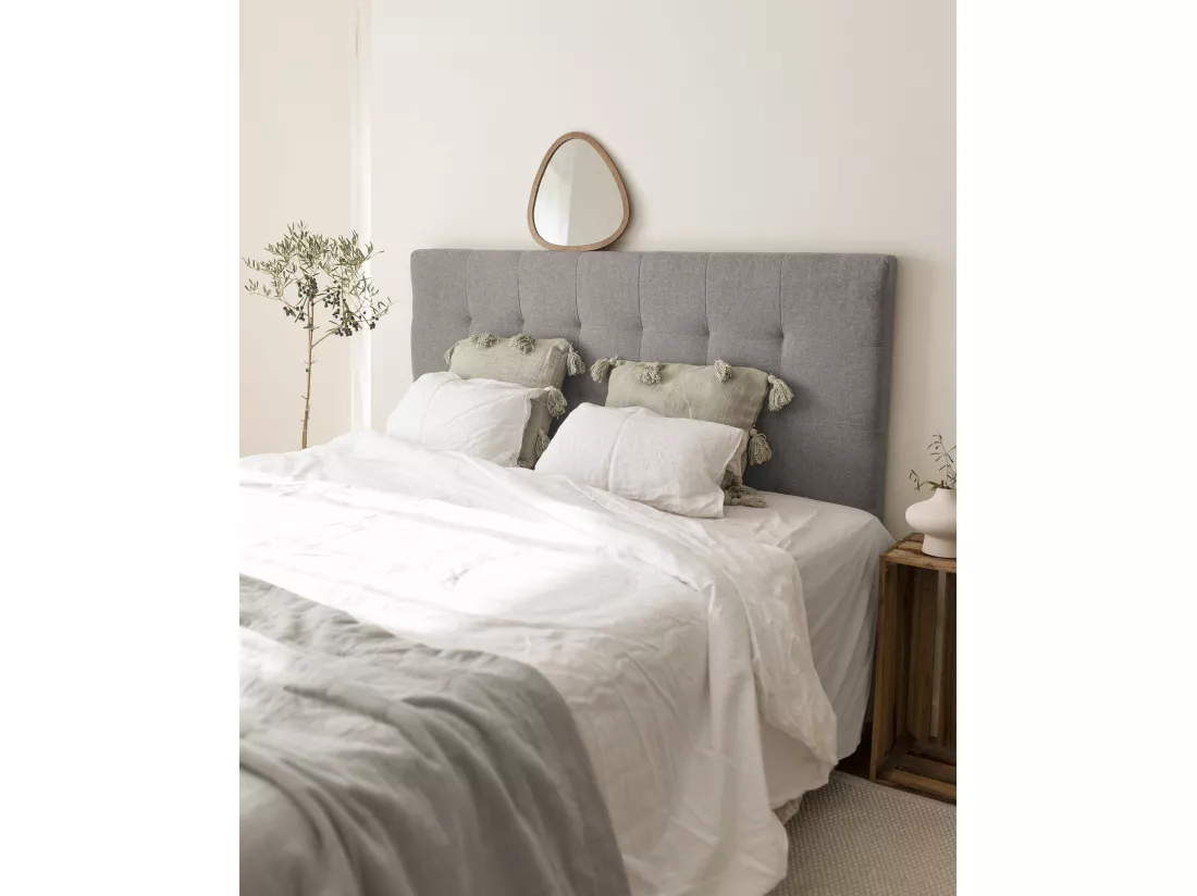 Tête de lit polyester capitonnée grise 180x80cm - ALAN - DECOWOOD