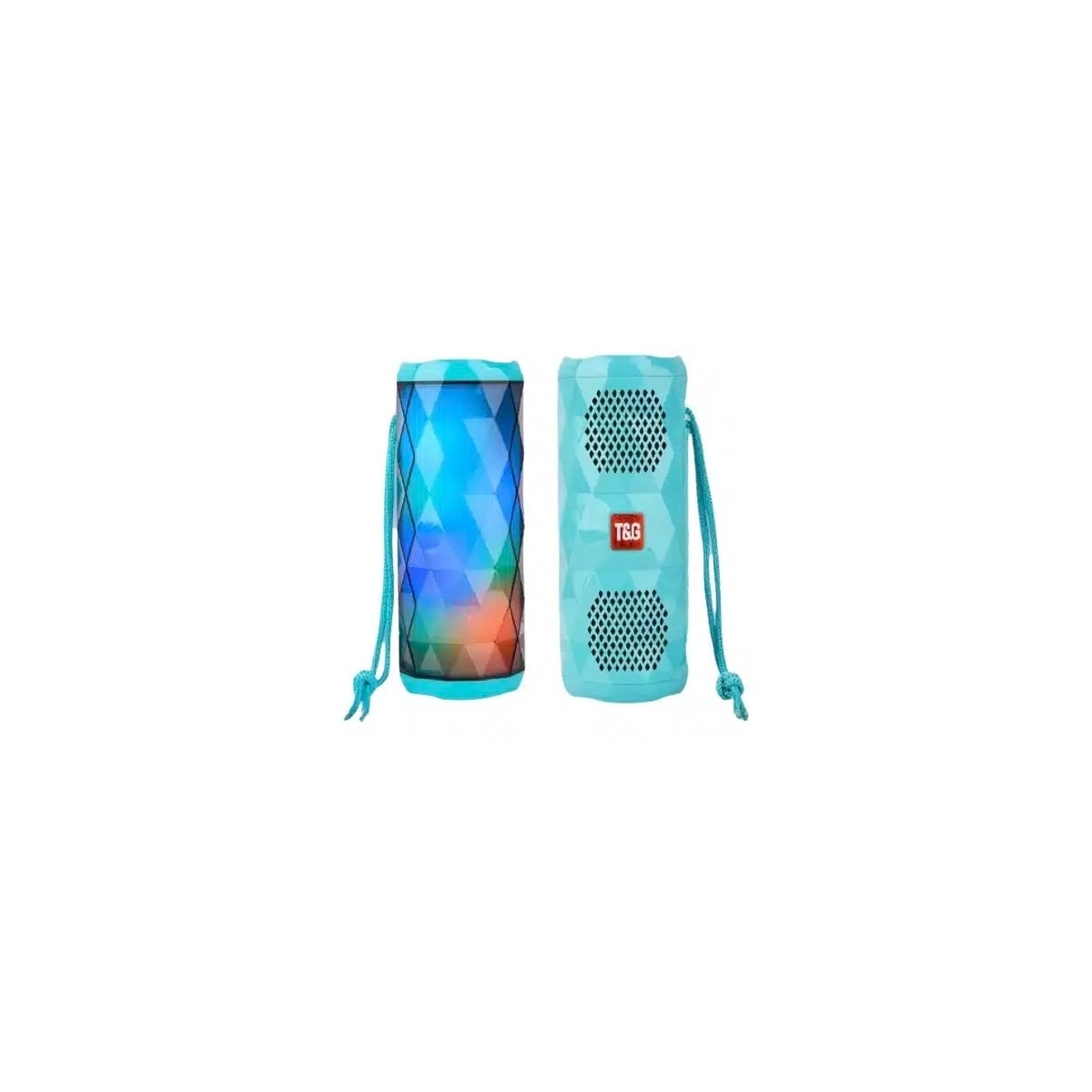 TG-167 Bluetooth-høyttaler 5W med kule LED-lyseffekter og dobbel bass, turkis