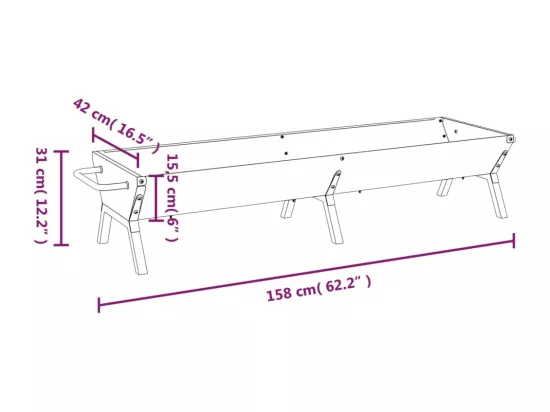 Plateau pour barbecue Argenté 158x42x31 cm Acier inoxydable