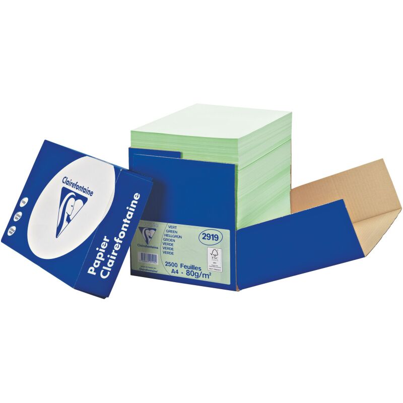 Papier couleur A4 80 g Clairefontaine Trophée couleurs pastel - Boîte de 2500 feuilles