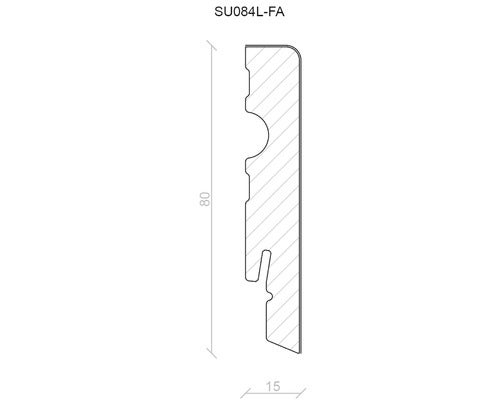 Plint wit RAL9016 foliegecoat gelakt SU084L 15x80x2500 mm