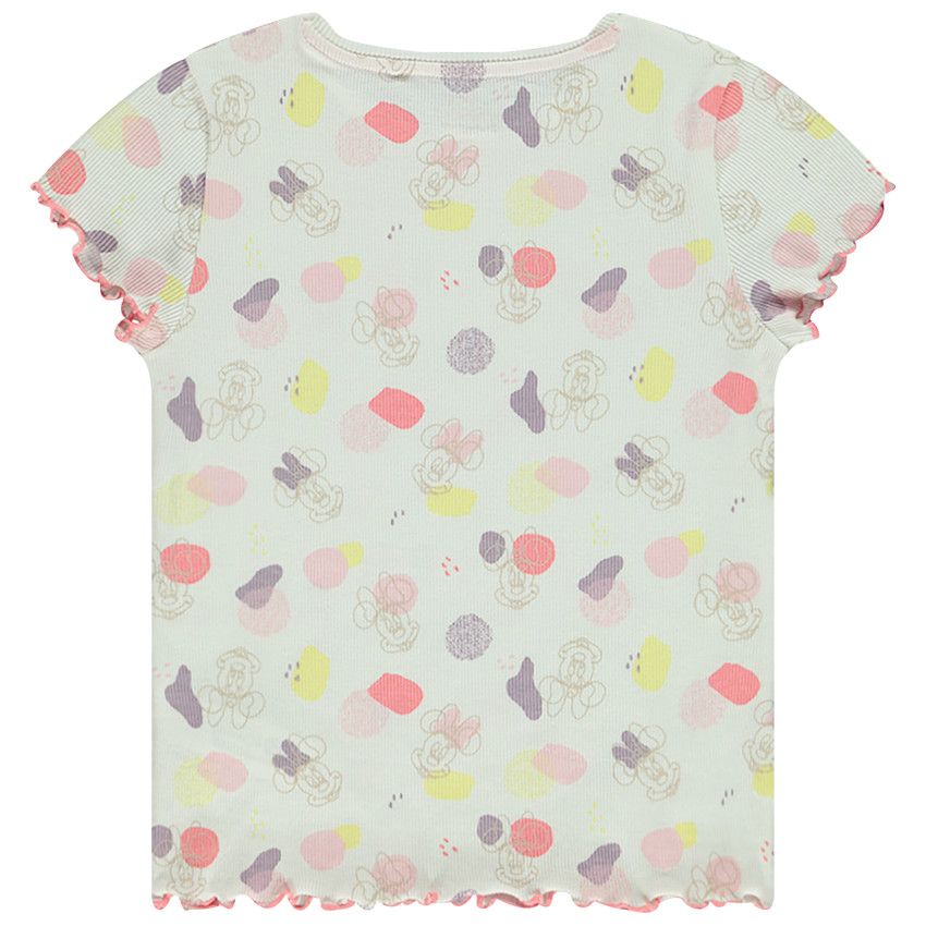 T-shirt manches courtes imprimé Minnie Disney pour fille - Ecru