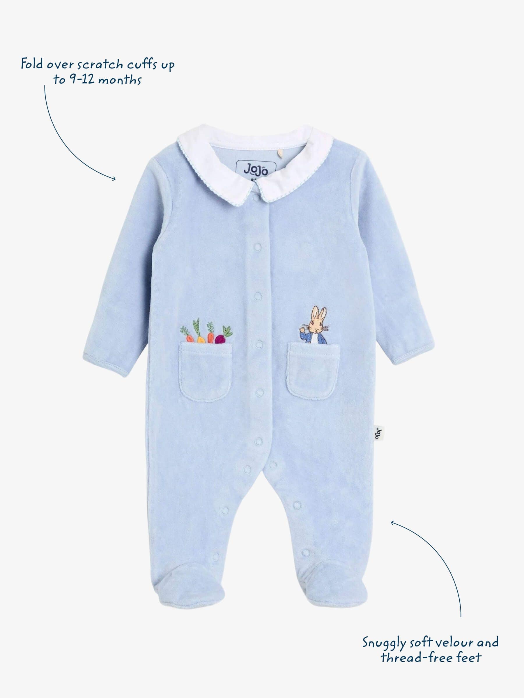 JoJo Maman Bébé Velour Footed All-In-One