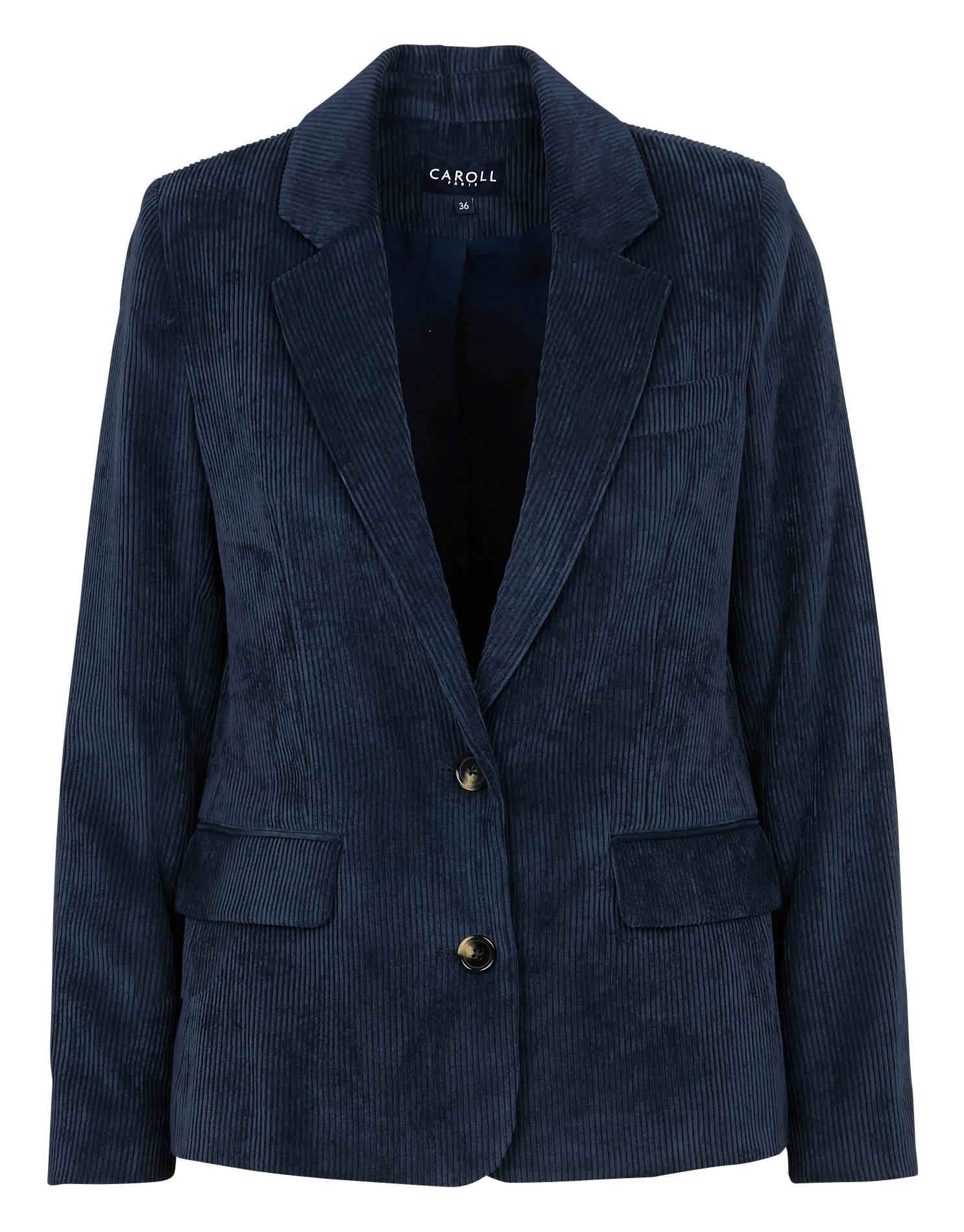VAMBRE2 - Veste tailleur cintrée effet velours côtelé | Bleu