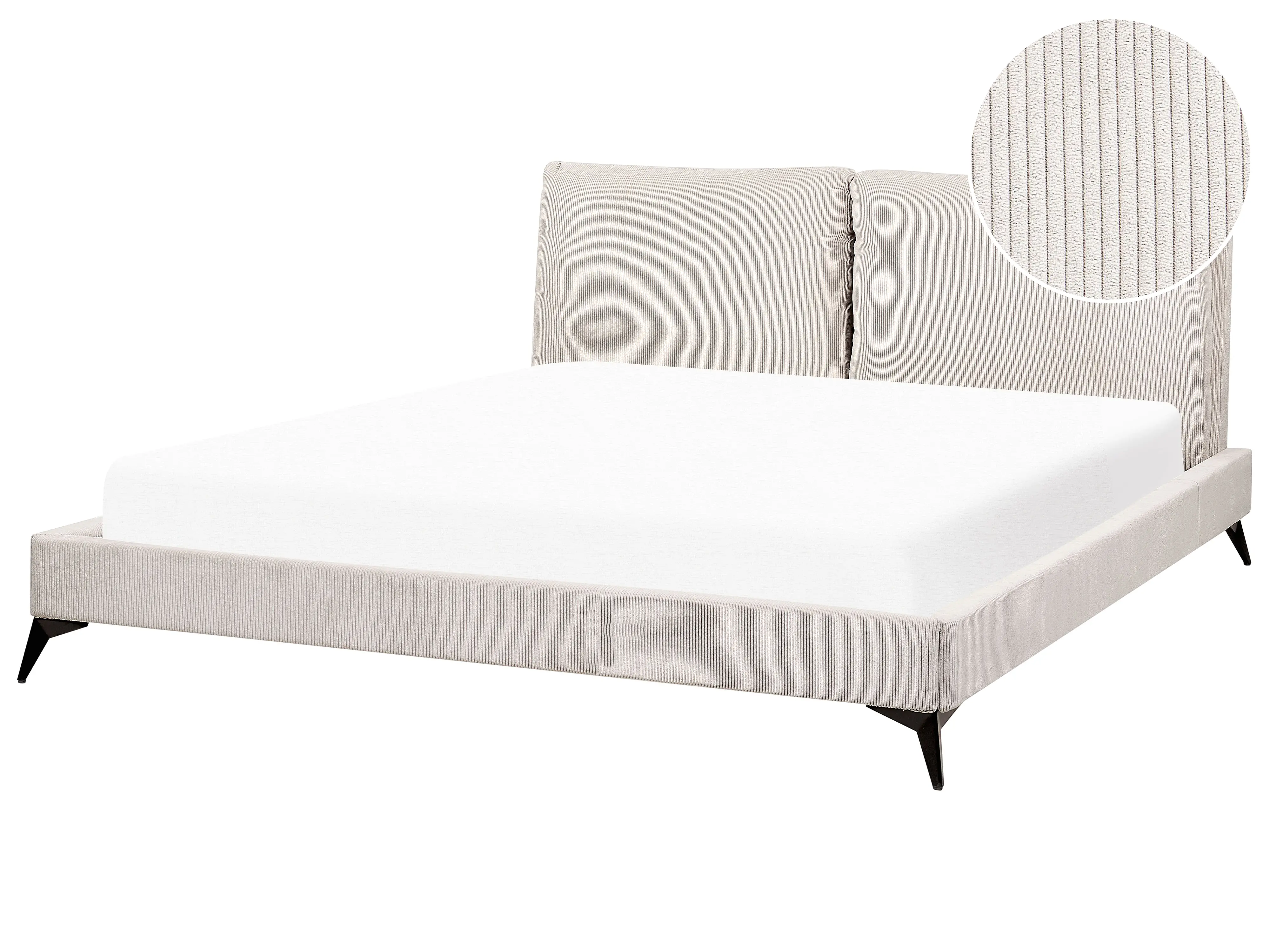 Bed Corduroy MELLE 180 x 200 cm Lichtbeige