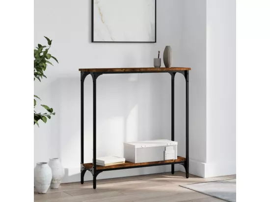 Table console chêne fumé 75x22,5x75 cm bois d'ingénierie