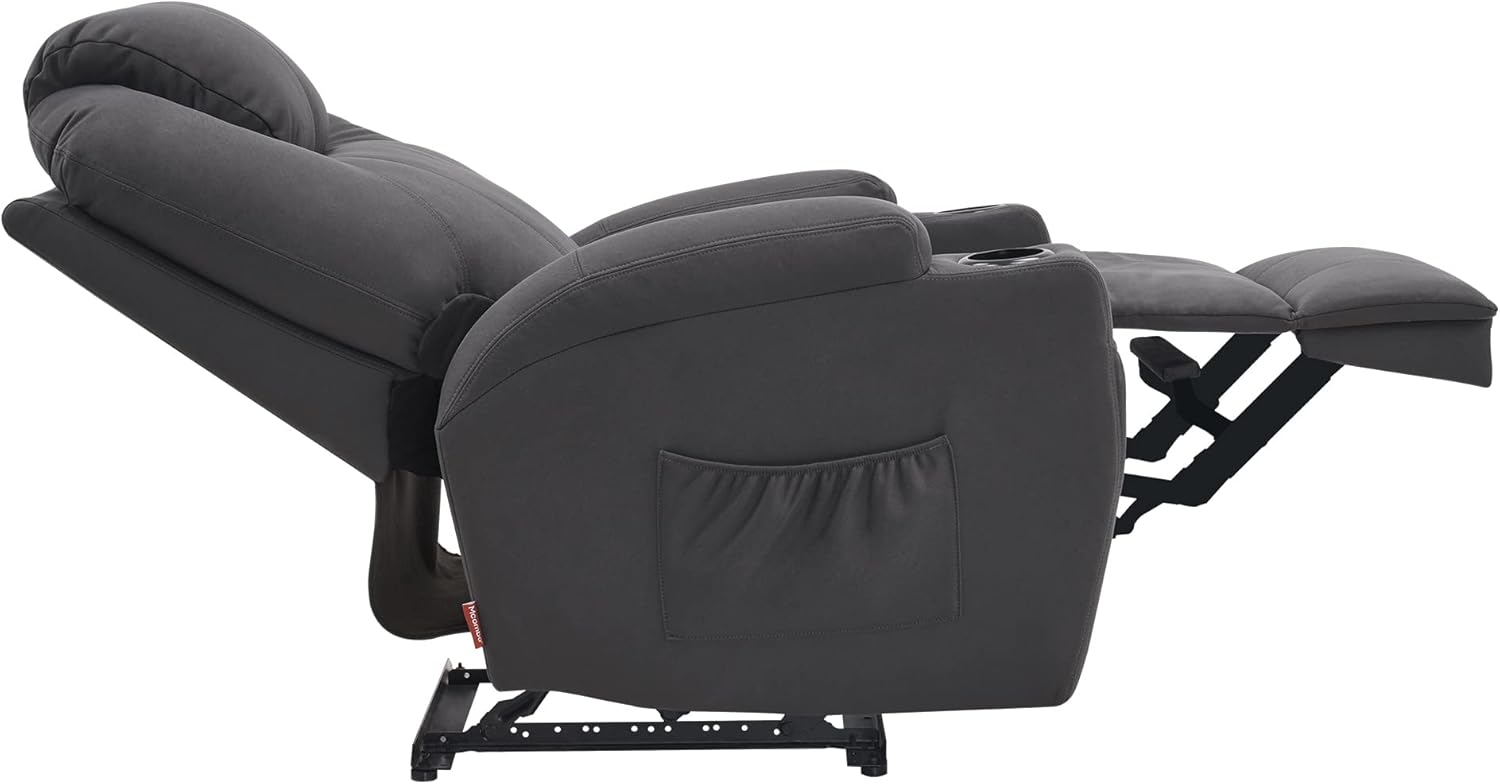 M MCombo Elektrisch Relaxsessel Massagesessel Fernsehsessel Liegefunktion Vibration Heizung 7061 neues Modell (Dunkelgrau -Mikrofaser)