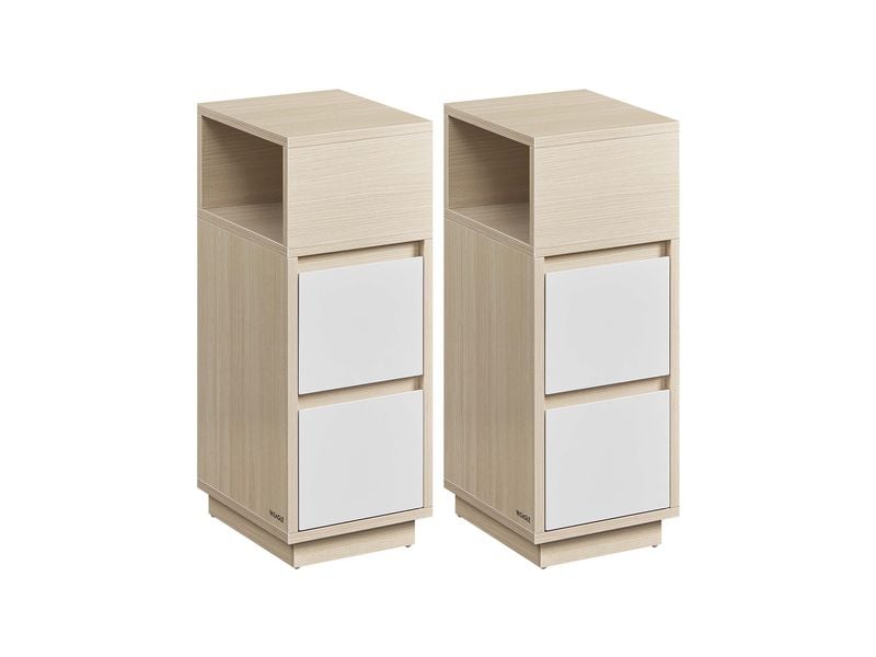 VASAGLE Nachttisch 2er Set 25 x 65 cm, Beige Nachttisch-Set mit je 2 Schubladen