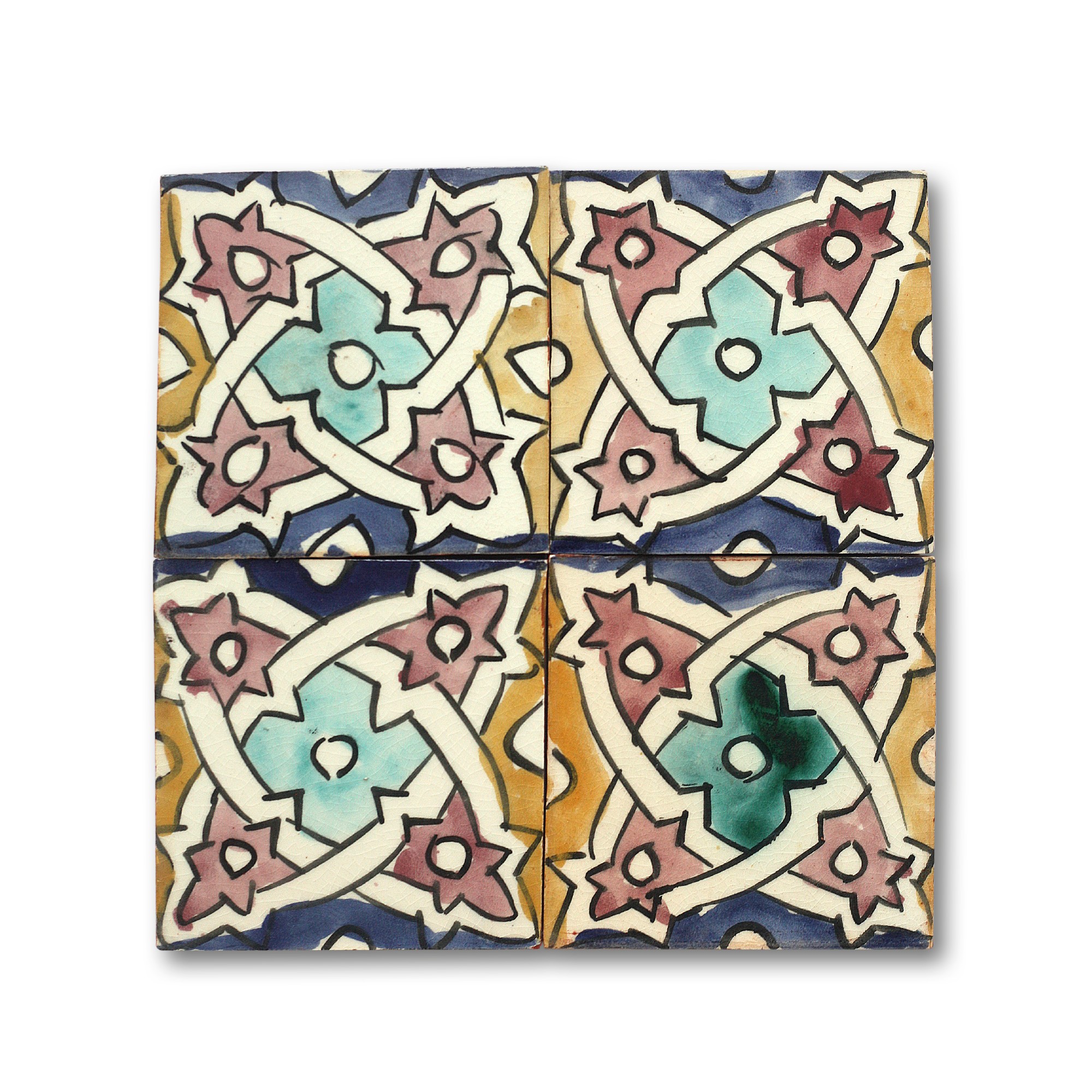 Kachel 'Mouja', multicolor, T 10 cm, B 10 cm, H 1 cm von fischer's lagerhaus