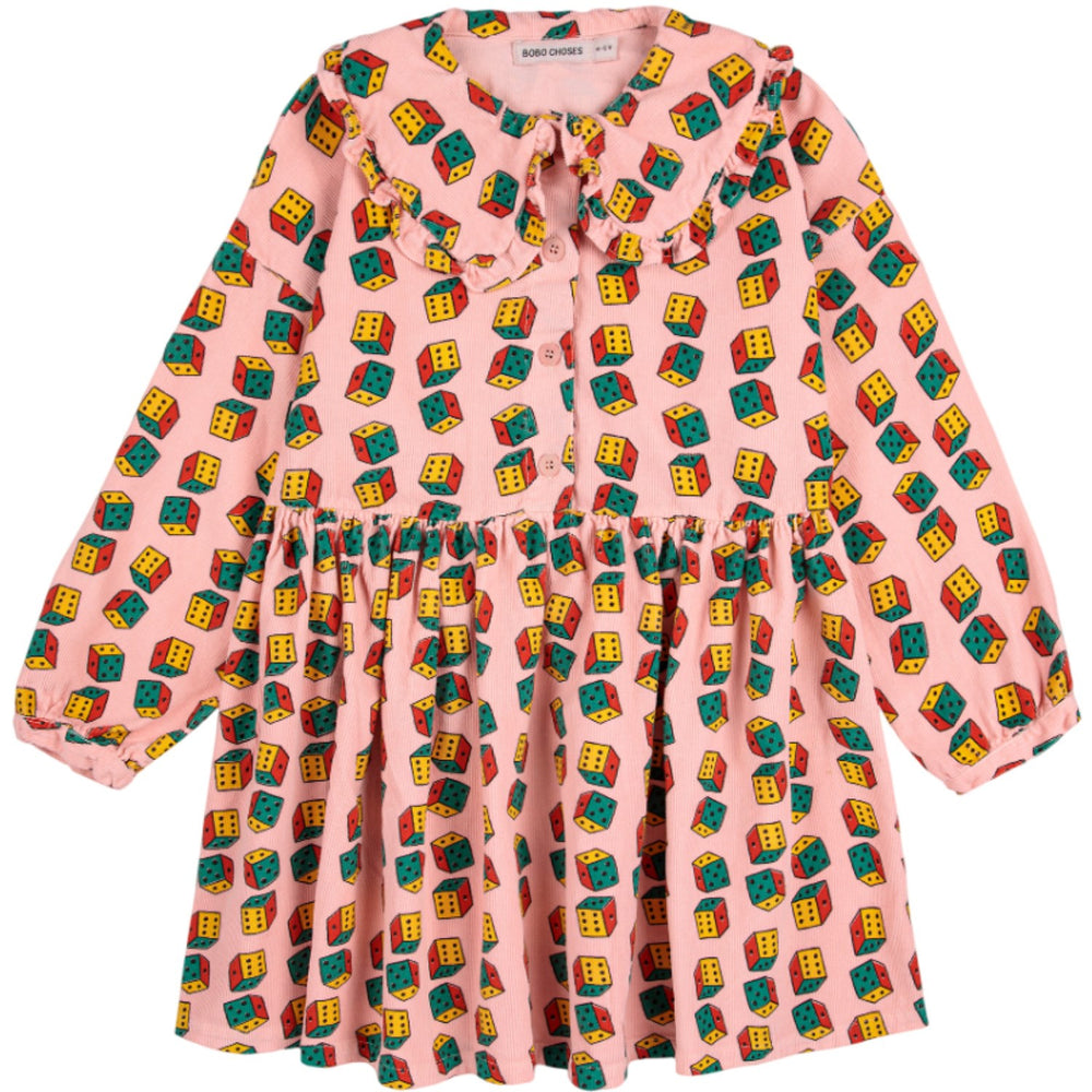 Køb Bobo Choses Pink Dices All Over Micro Corduroy Kjole