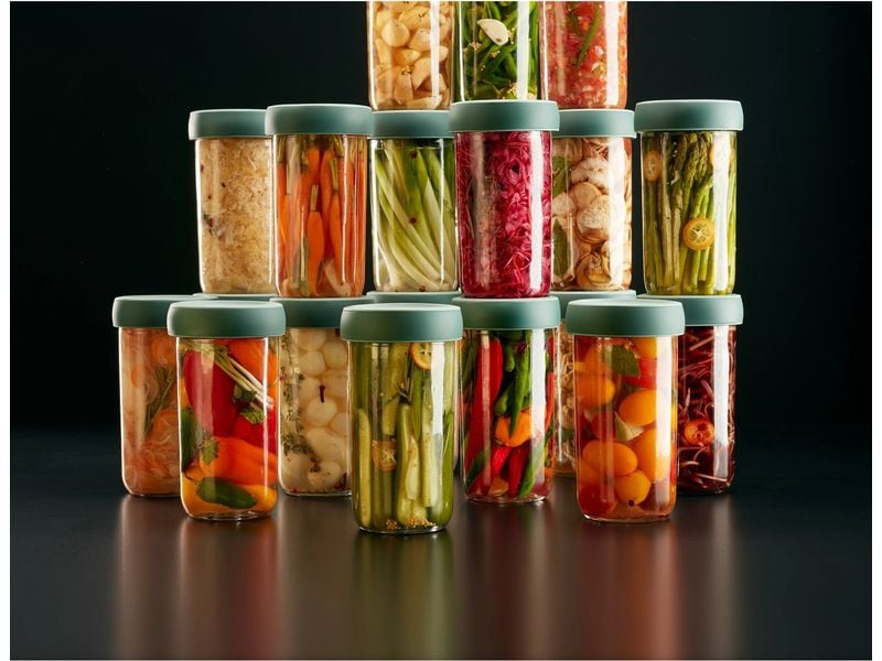 Lékué Fermentationsglas 700 ml, Glas, Blau, 2 Stück Fermentier Set