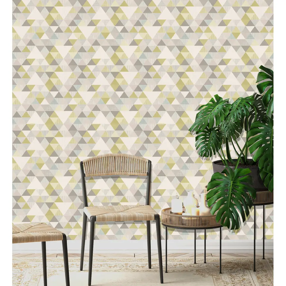 Dutch Wallcoverings - Inspiration Wall driehoek groen - 0,53x10,05m