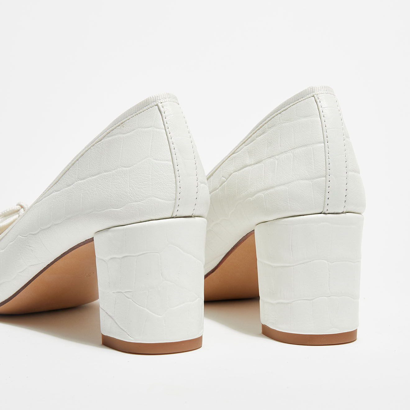 Quartier Latin Ballerines en Cuir Croco Sophie blanches  - Talon 6 cm