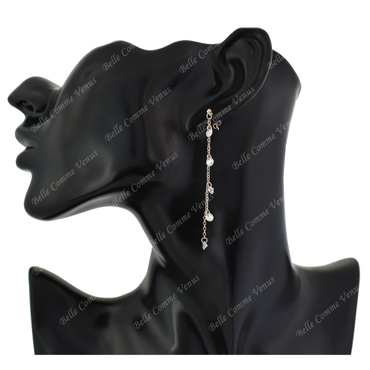 Boucles d'oreilles pampilles oxydes de zirconium pendants Plaqué or 750 3 microns