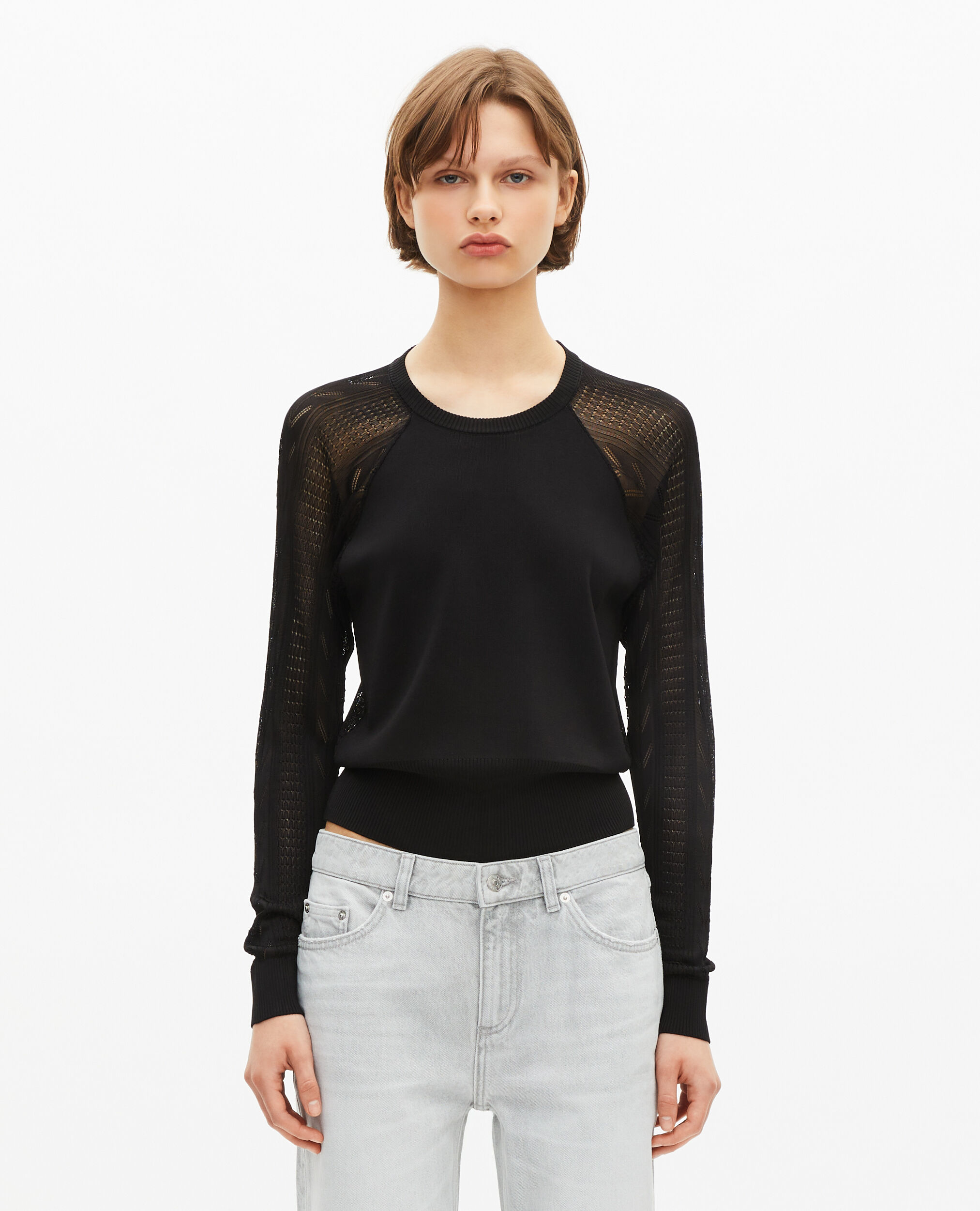 Pull à dos transparent noir