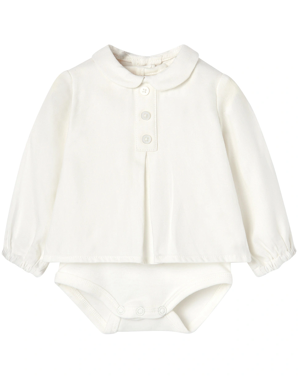 Langarm-Body-Hemd in off white