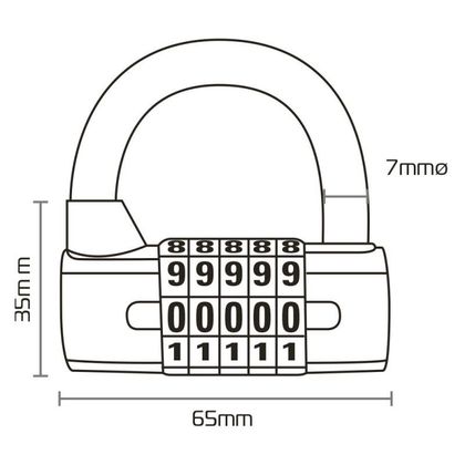 Antivol Oxford cadenas LK102 5-digit Combination Padlock Universel - Noir