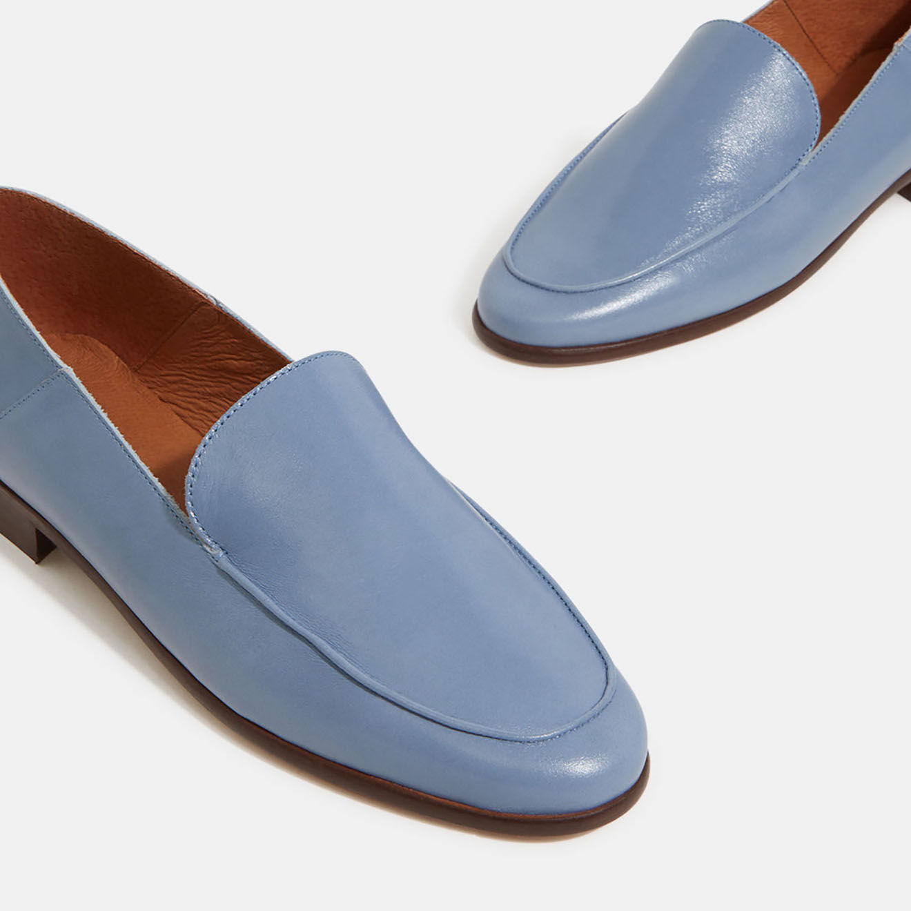 Galeries Lafayette Mocassins en Cuir bleu jean