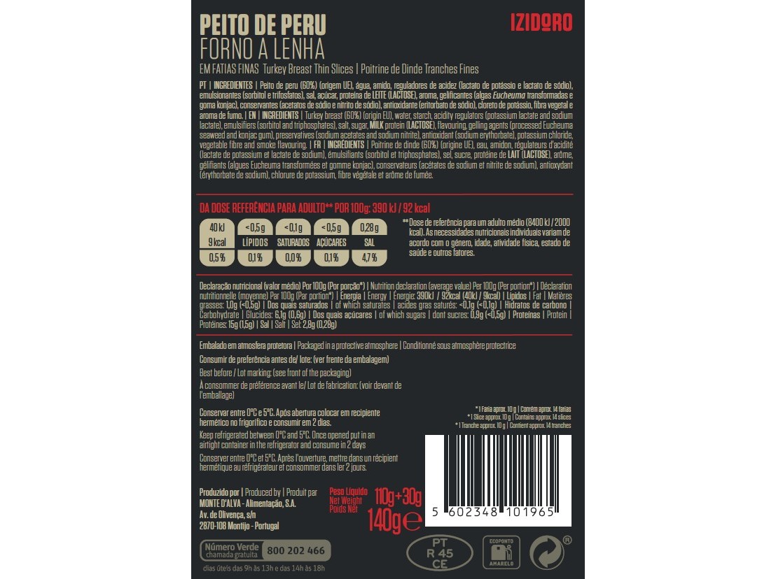 PEITO PERU DE PERÚ FF IZIDORO FORNO A LENHA 110G 30G