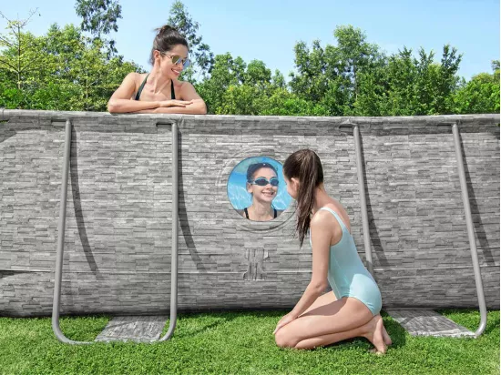 Piscine tubulaire Power Steel SwimVista avec hublots ovale 4,88 x 3,05 x 1,07 m - Bestway