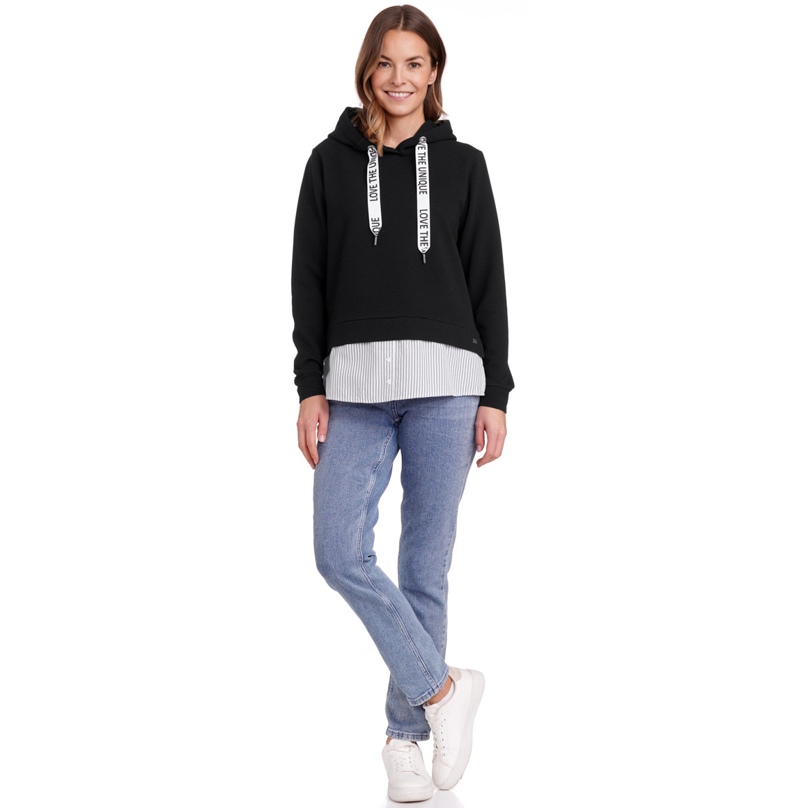 Gina Benotti Damen Sweatshirt im Lagen-Look schwarz