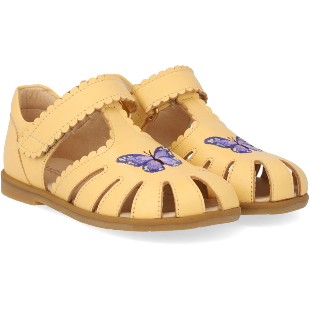 Køb Angulus Mellow Yellow Sandal Med Lukket Tå Og Sommerfugl