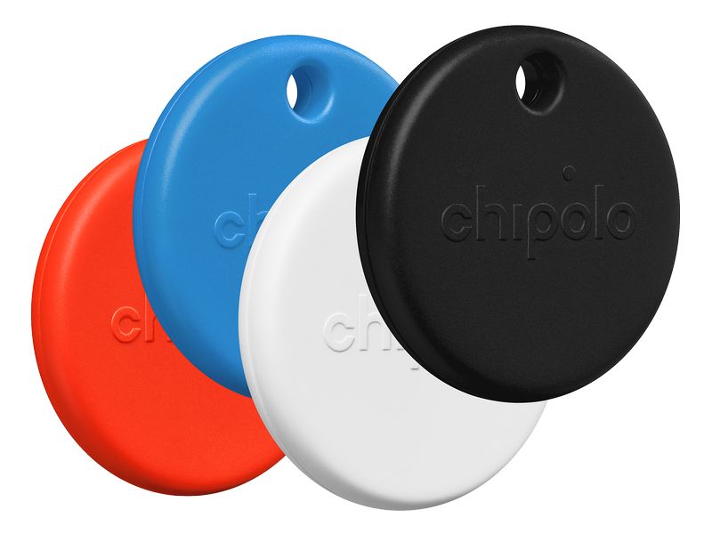 Chipolo POP 4er-Set Blau/Rot/Schwarz/Weiss Wasserresistenter Keyfinder