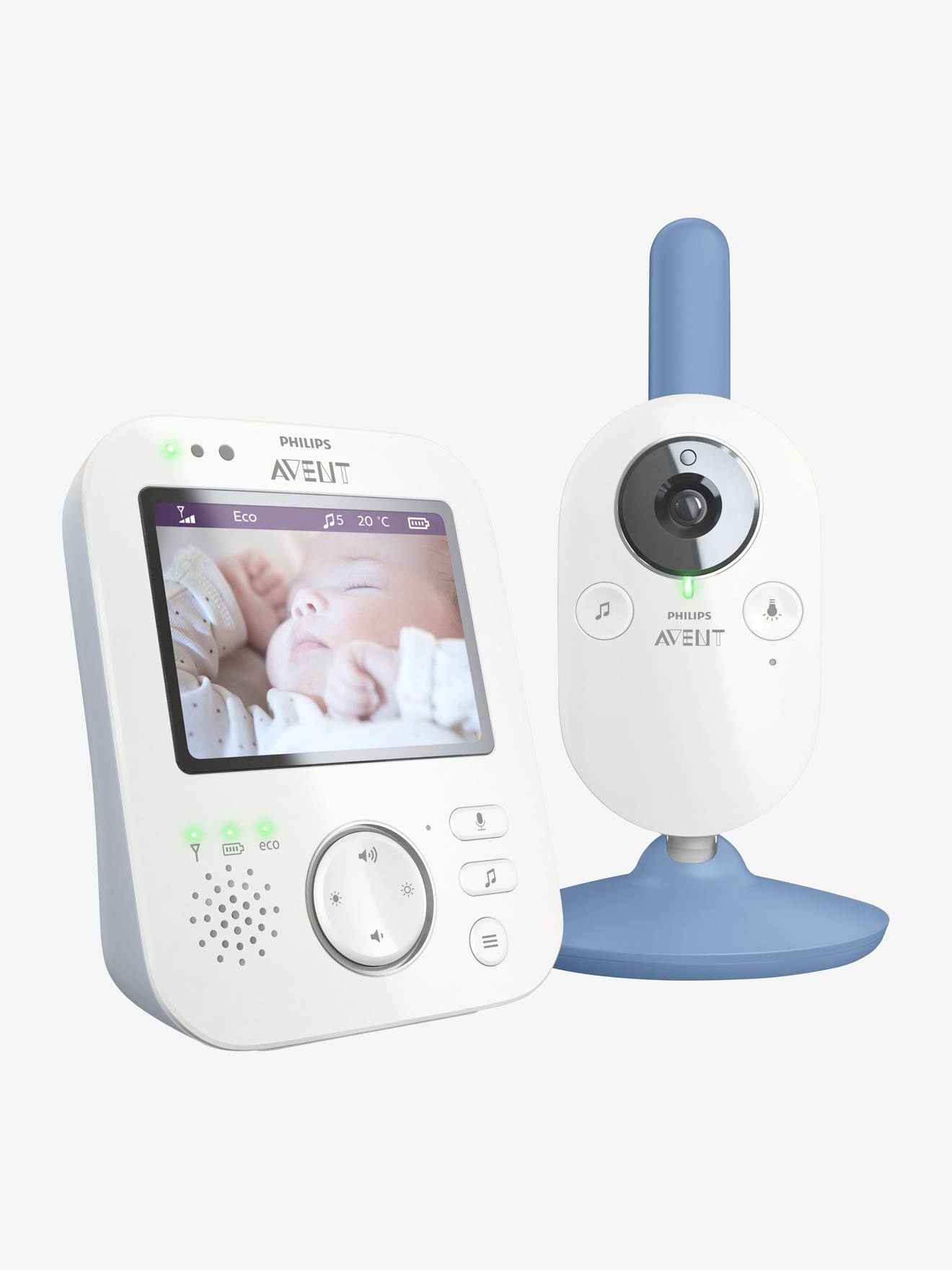 Monitor de vídeo digital para bebês Philips AVENT FHSS SCD845, tamanho médio, azul liso.