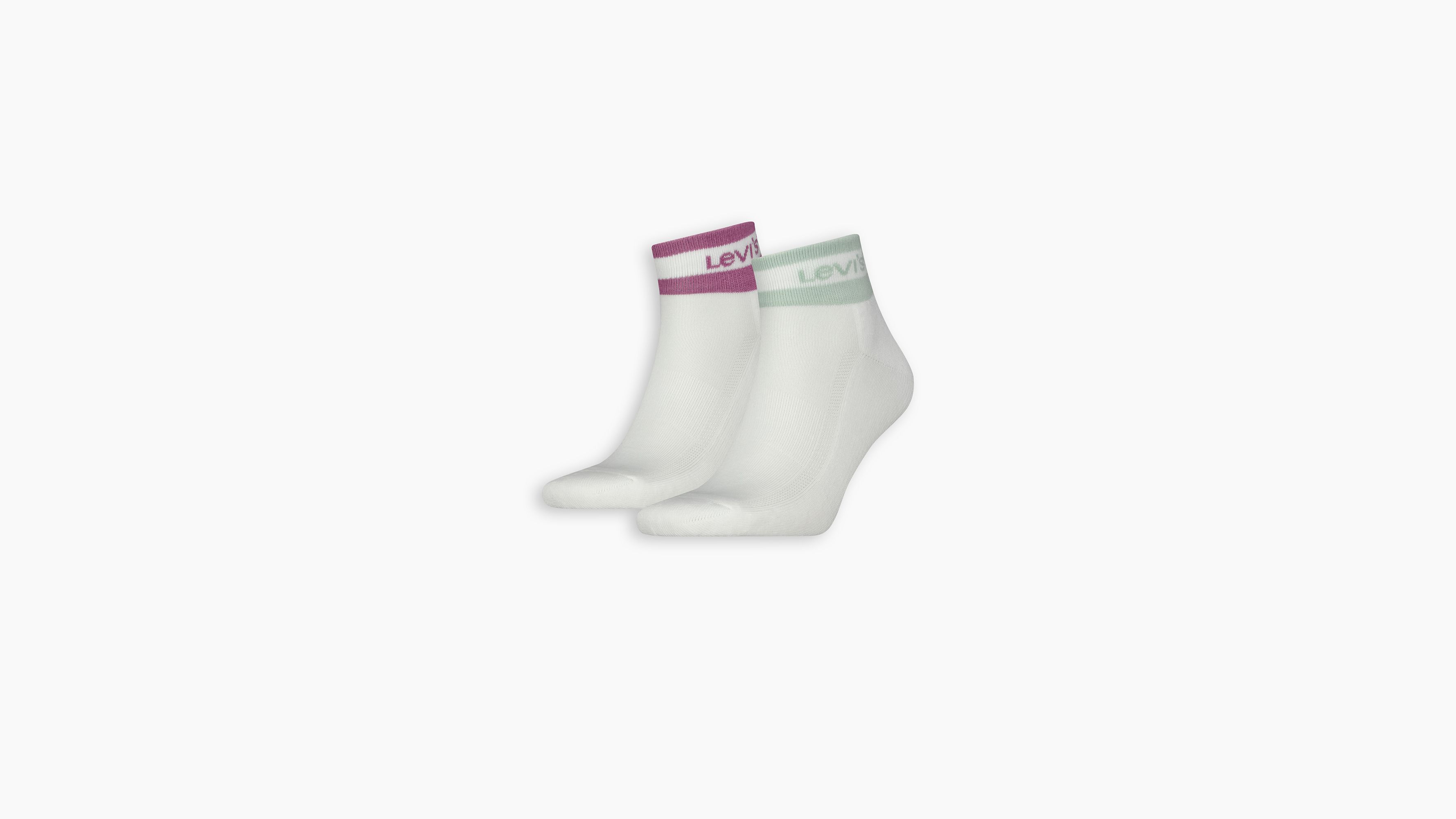 Levi's® chaussettes mi-hautes sport rayures - Lot de 2 - Aqua Foam/Pink - Multicolore