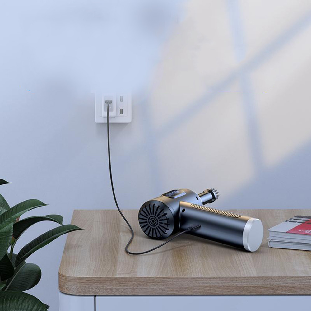 6000mAh Elektrische Luftpumpe USB Handstaubsauger Multifunktionsgebläse Drehzahl bis zu 50000 U/min - Schwarz