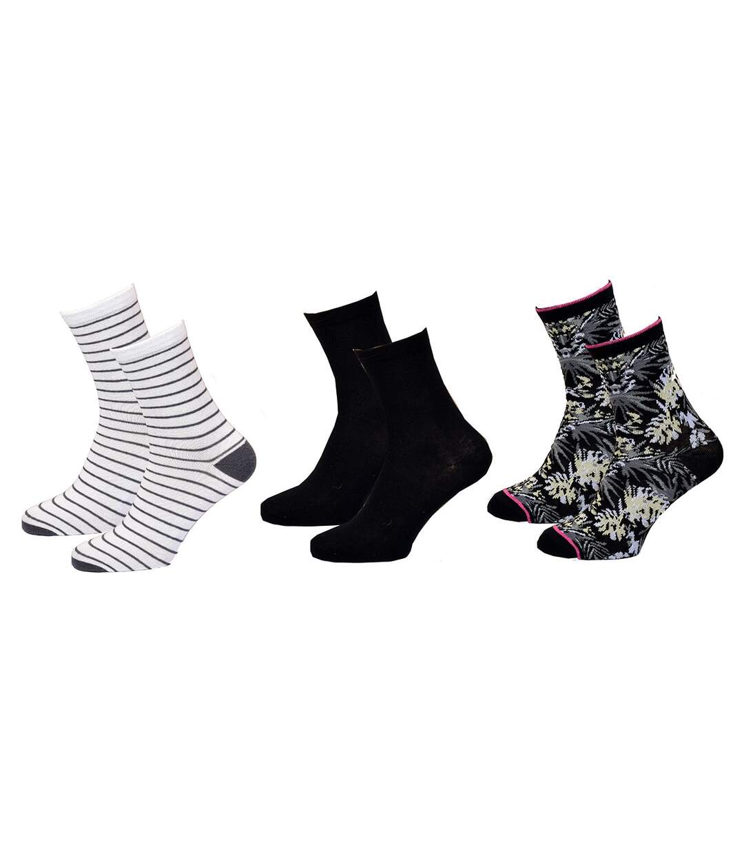 Chaussettes femme TWINDAY Qualité et Confort-Assortiment modèles photos selon arrivages- Pack de 6 Paires Jungle 245454