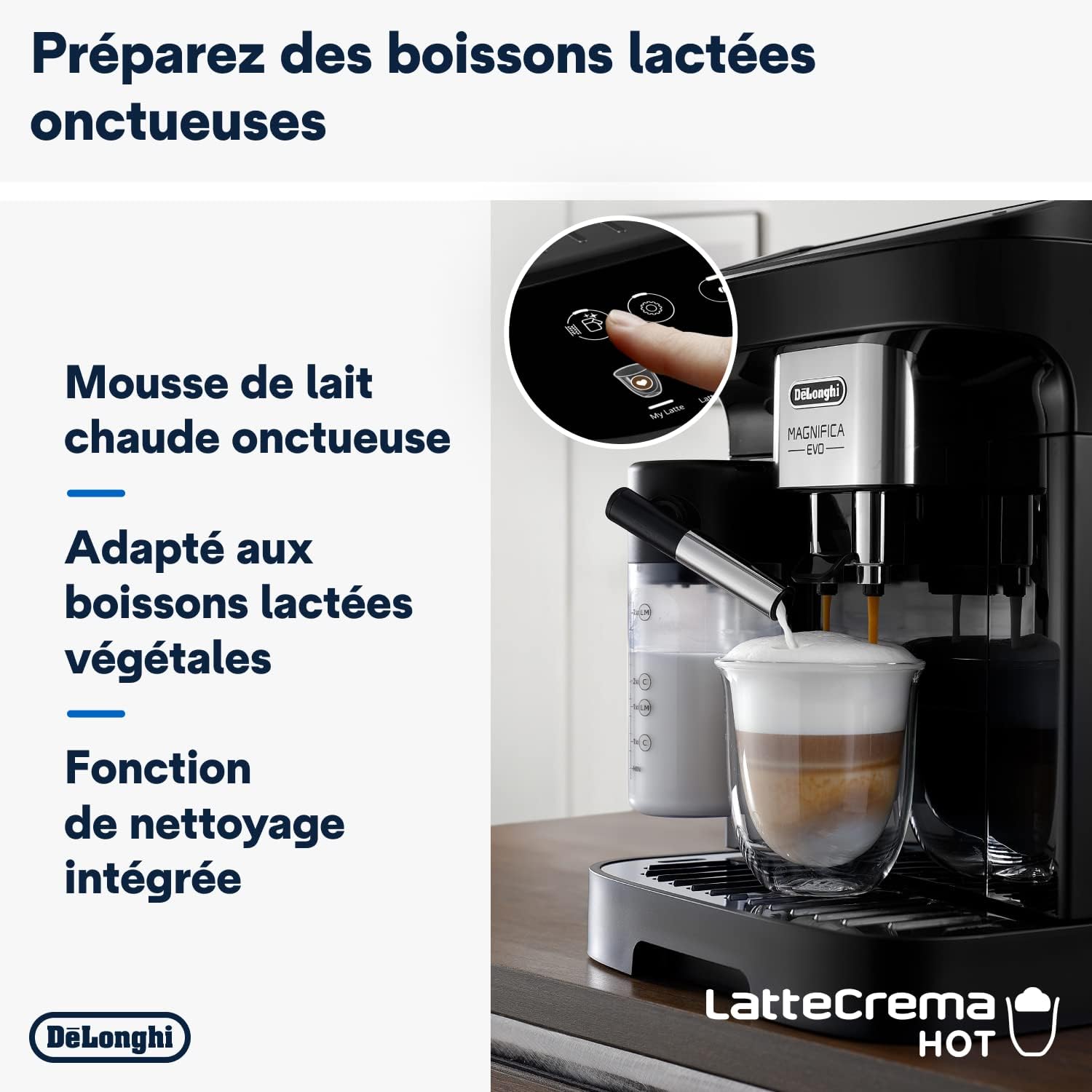 De'Longhi Magnifica Evo Machine a Café Grain ECAM292.81.B, Machine Expresso et Cappucino, 1.8L, 1450W, Noir
