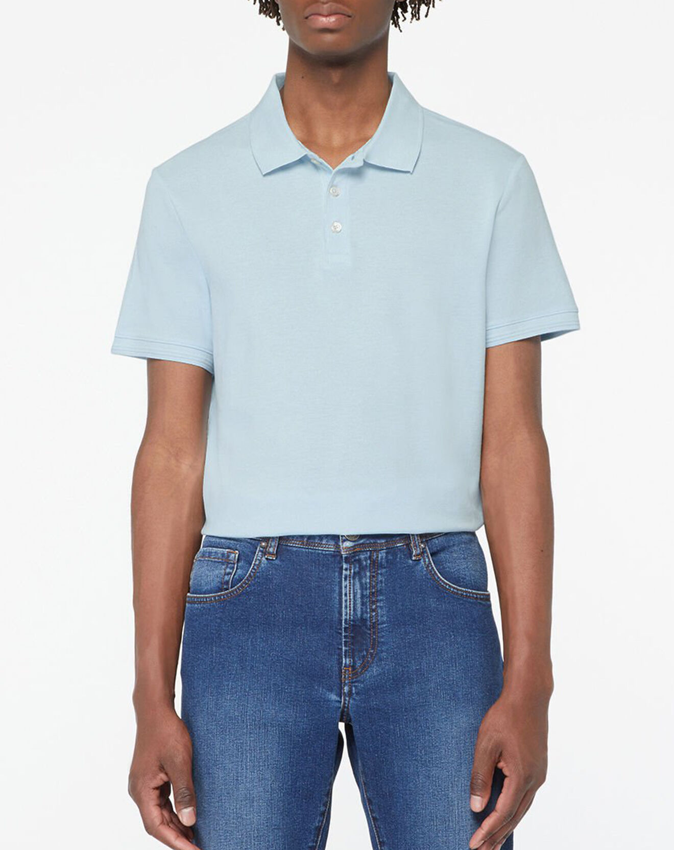 Galeries Lafayette Polo droit en Coton organique Soloc bleu ciel