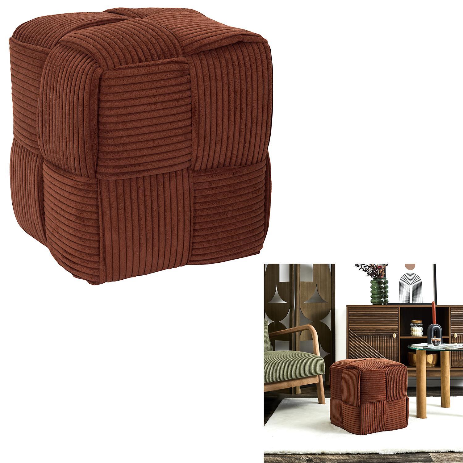 SCOTT POUF COTELE TRESSE TERRACOTTA
