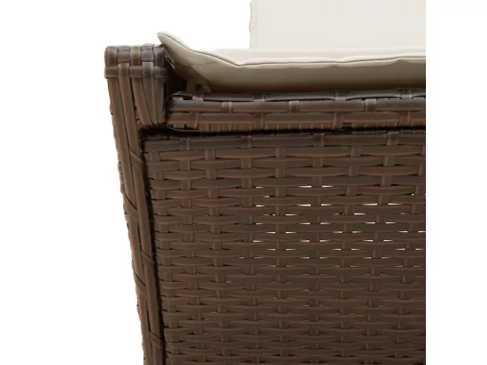 Chaise longue double avec coussins marron résine tressée