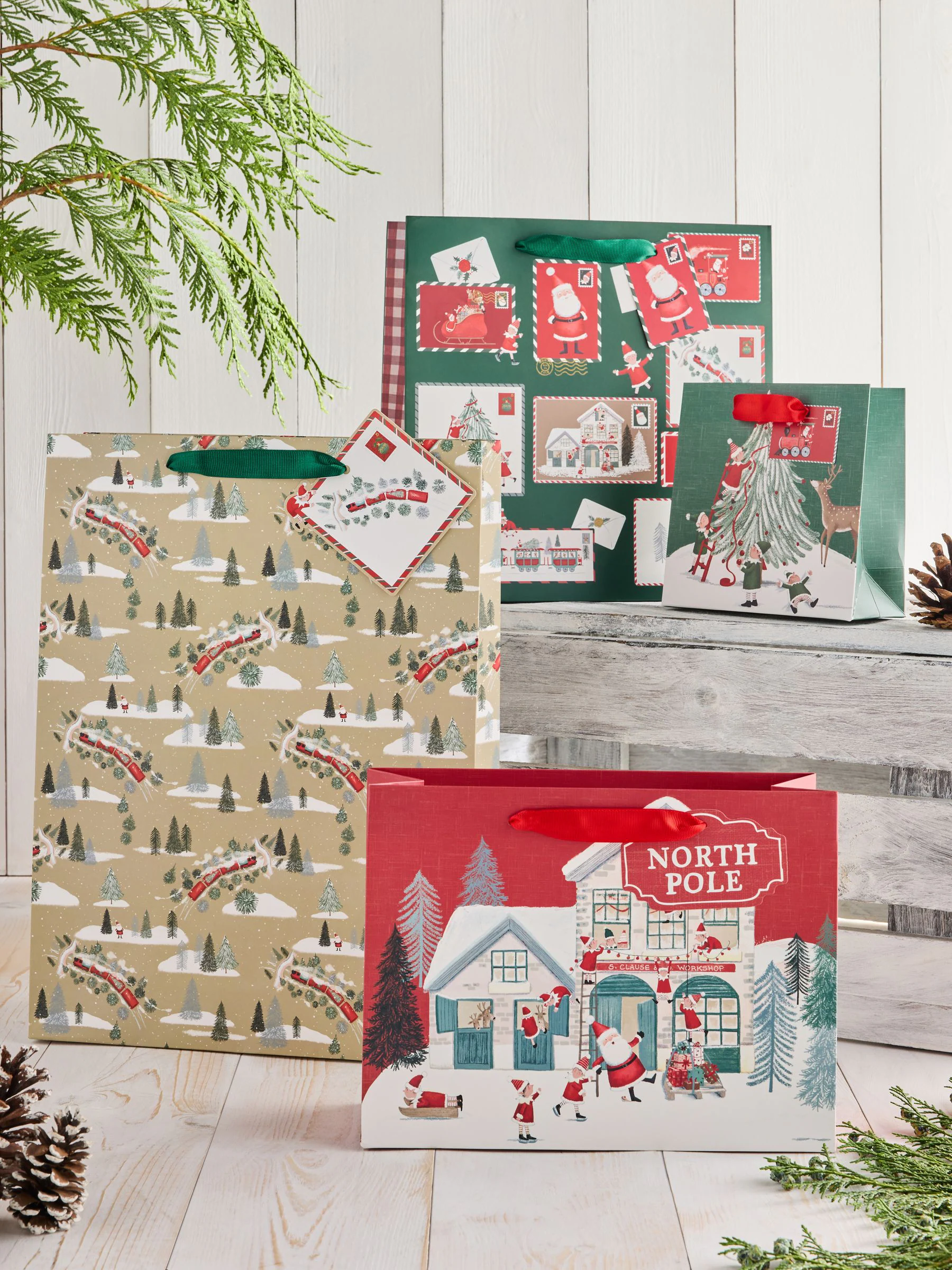 Cadeautassen met kerstmis-print
