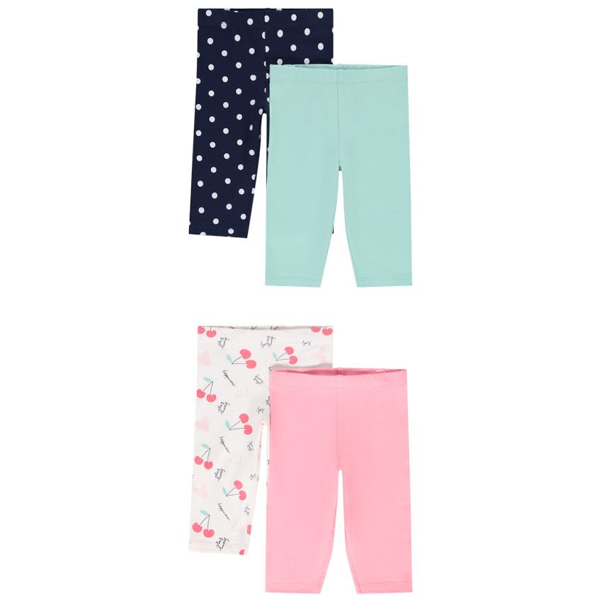 Lot de 4 corsaires en jersey pour bébé fille - Rose