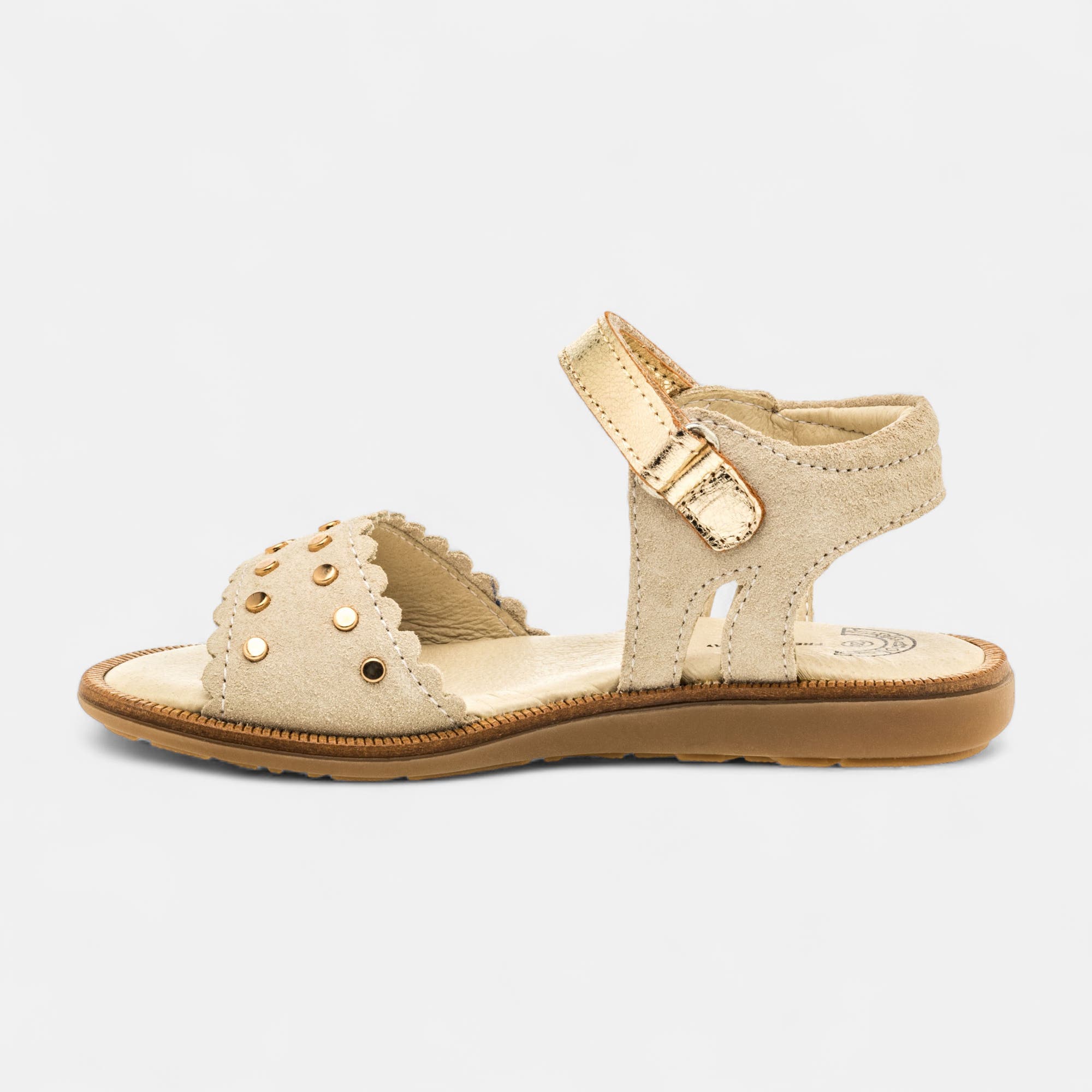 Nu-pieds Fille en cuir beige