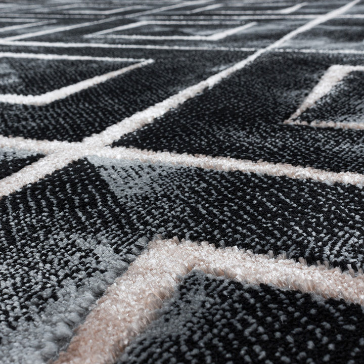 Modern vloerkleed - Marble Square Antraciet/Bruin | Topper