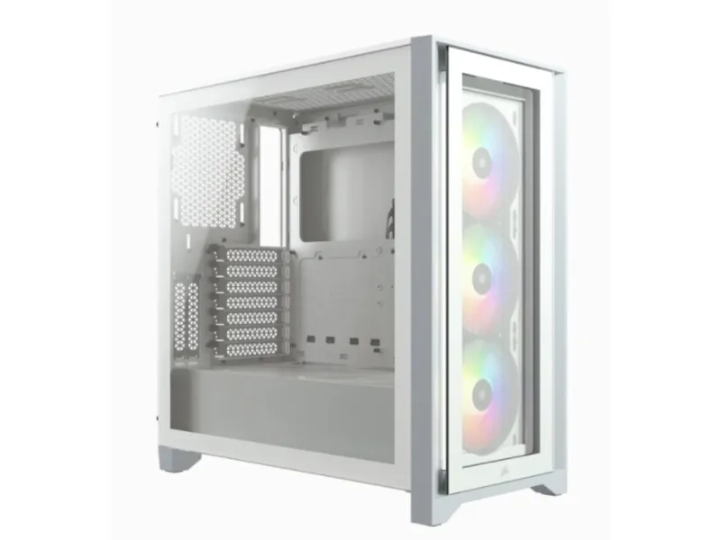 Corsair iCUE 4000X RGB – Miditower - ATX - ingen strømforsyning - Hvid - USB/Lyd