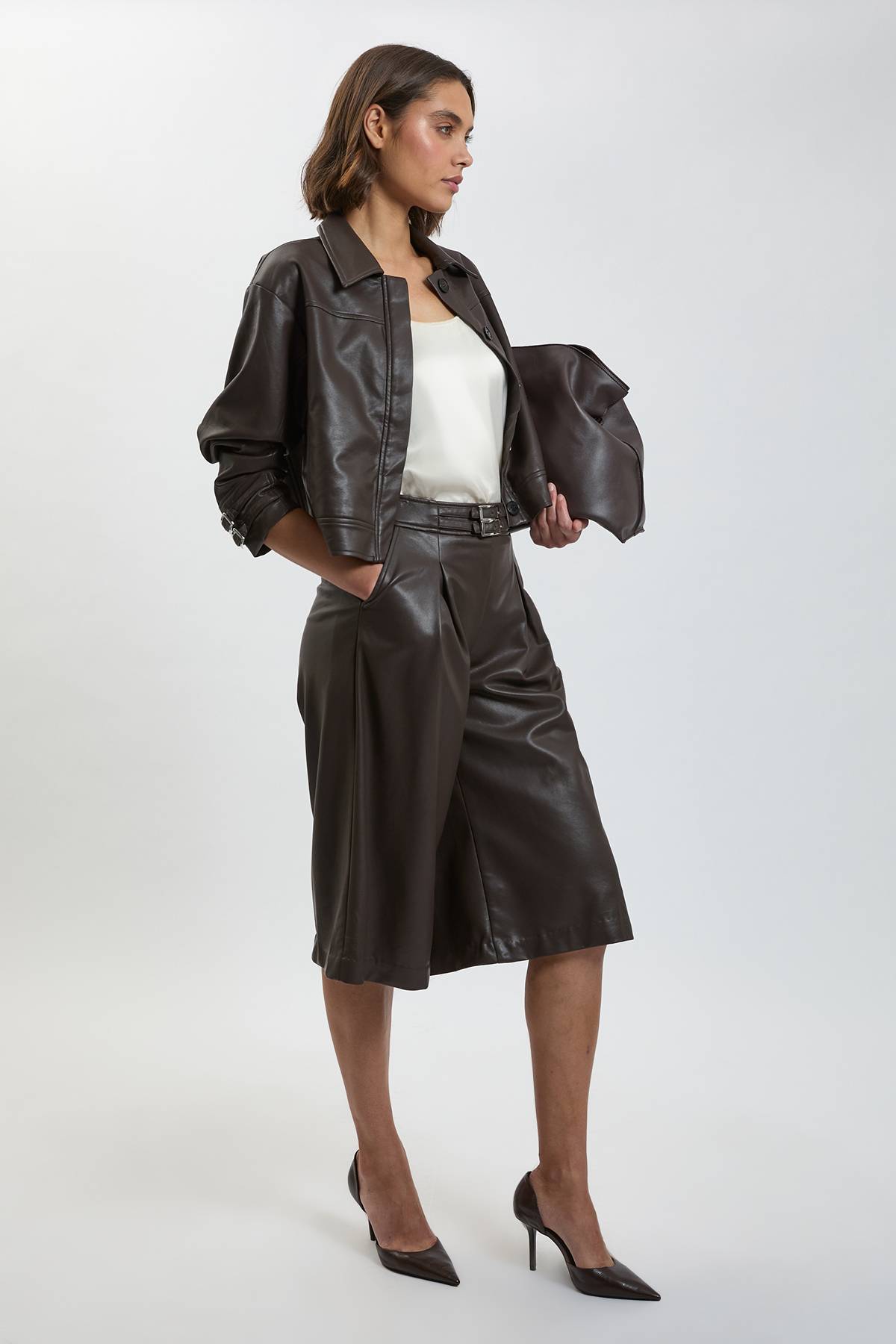 KarenMillen Jupe-culotte Avec Détail Patte En Synthétiquecuir
