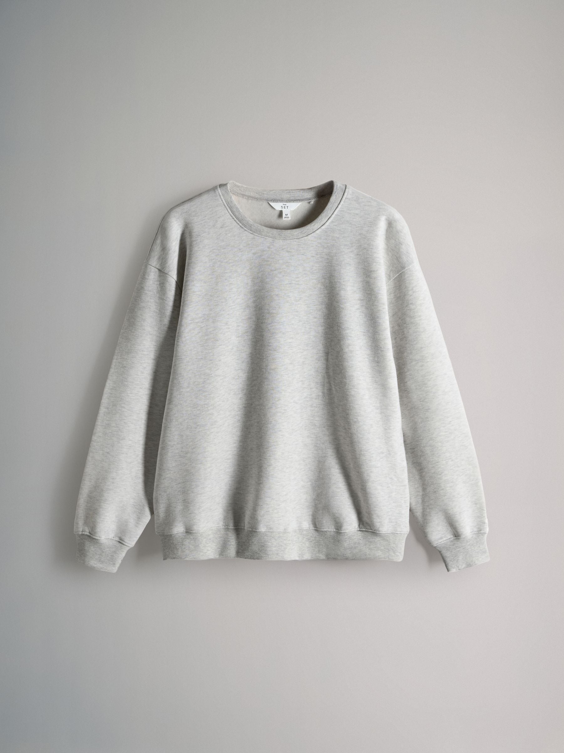 Zwart/gemêleerd antracietgrijs - The Set set van 3 ruimvallende sweatshirts met ronde hals
