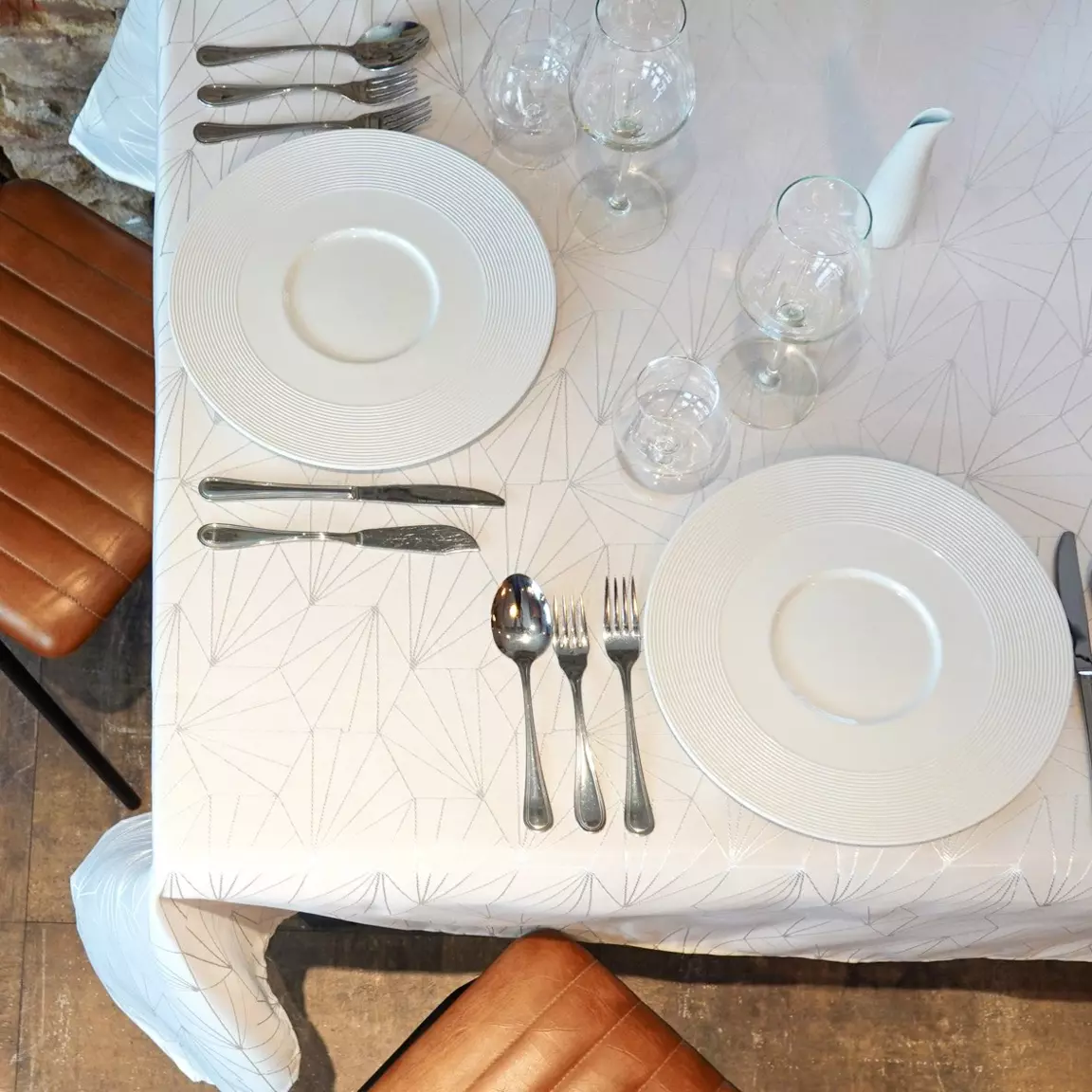 Nappe de Noël rectangulaire (145 x 240 cm) Facette Blanc