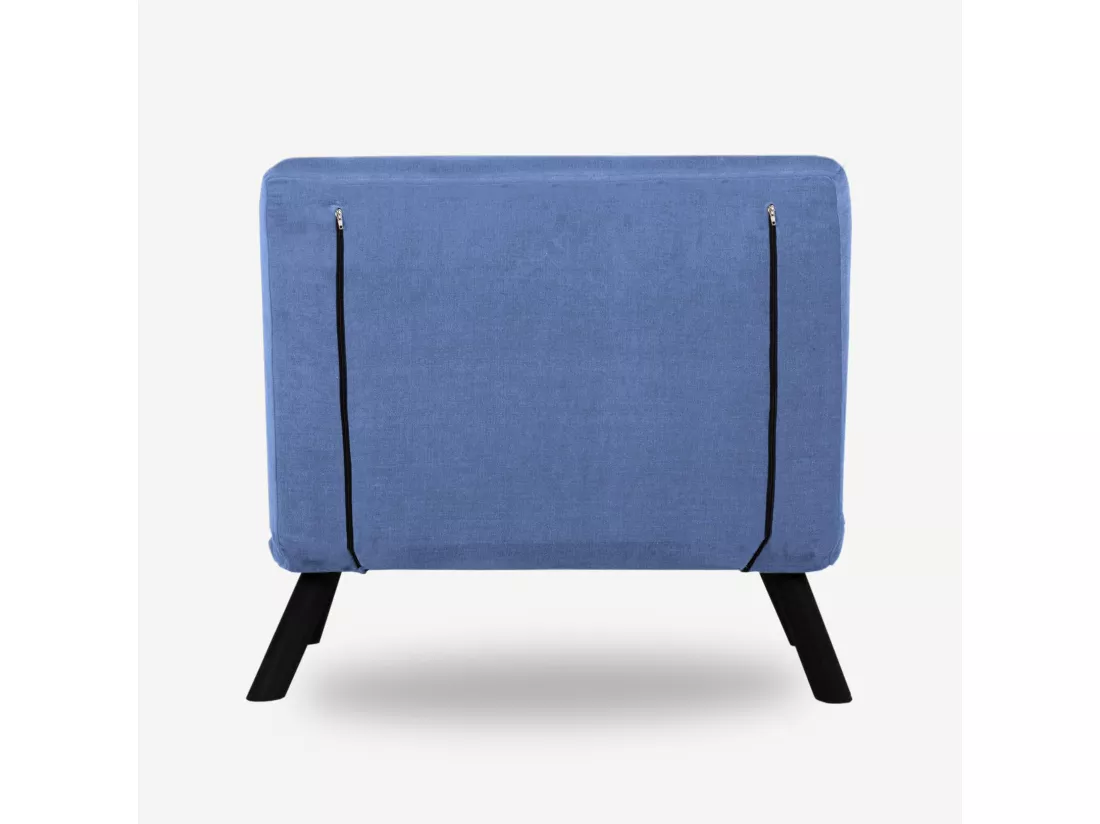Fauteuil convertible Yolanda Métal Noir et Tissu Bleu